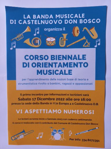 Castelnuovo Don Bosco | Corso biennale di orientamento musicale